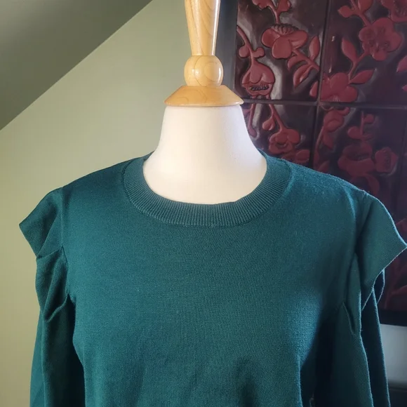 Eloquii green puffed sleeve sweater Size 14/16 - Picture 7 of 8